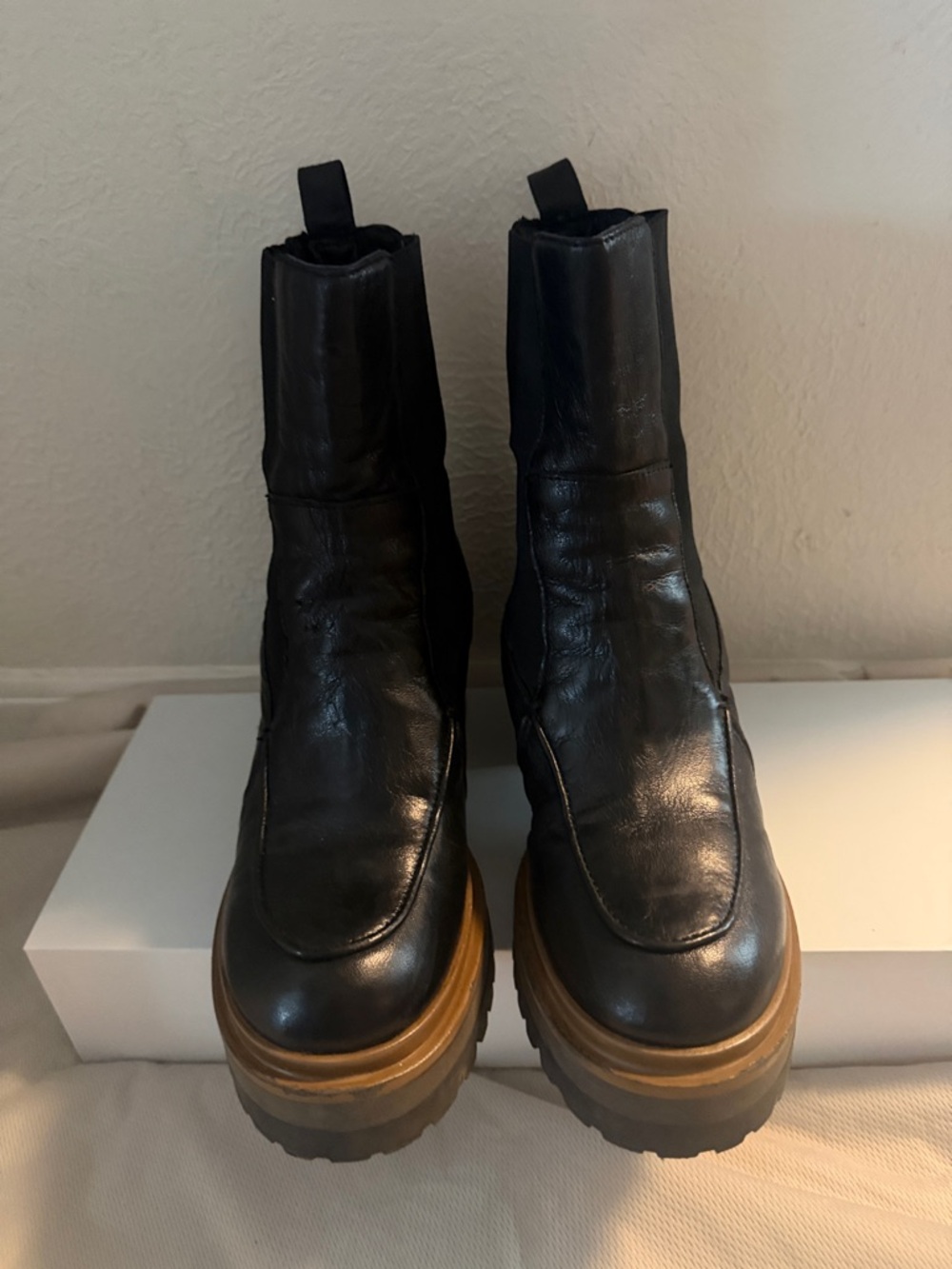 Mis Mooz Evanna Platform Booties with Brown Lug Sole - Women - Picture 2 of 6